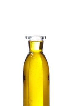 Olive oil in a bottle isolated on white