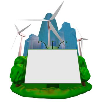 Abstract: wind-turbines, building and billboard