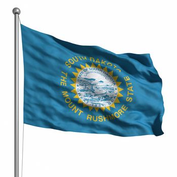 Flag of South Dakota. Rendered with fabric texture (visible at 100%).  Clipping path included.