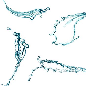Blue color water splash on white background.