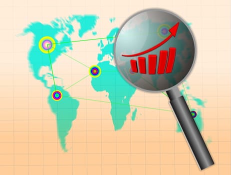 world map and business graph on background