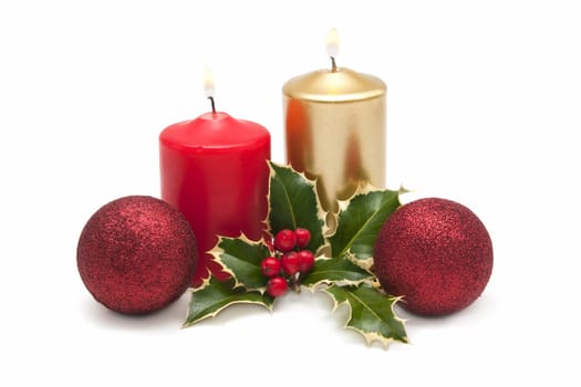 Christmas Cards with candles and holly plant