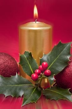 Christmas Cards with candles and holly plant