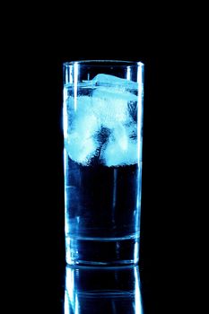 blue drink on black background