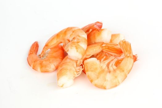 boiled shrimp isolated on white background