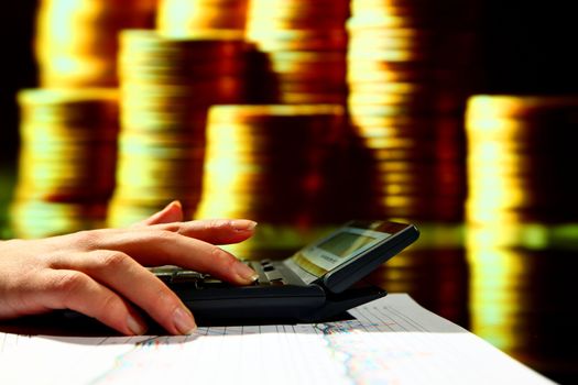 businessman calculate of incomes finance concept