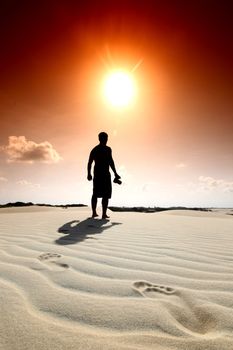 footprint on desert sand