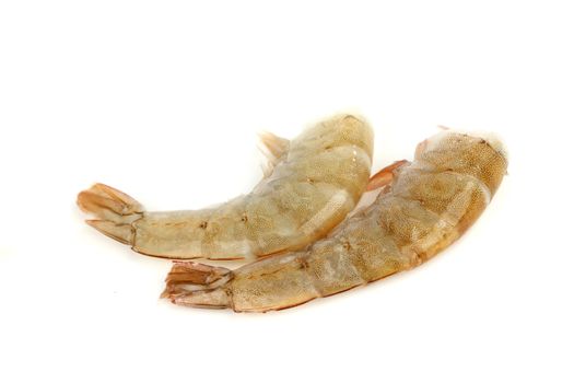 fresh shrimps isolated on white