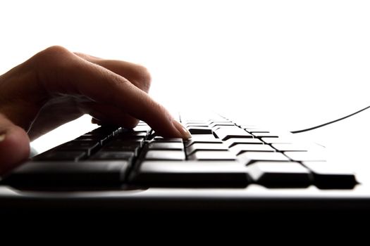 hand press a key on keyboard