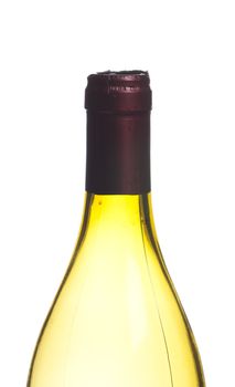 Top of empty wine bottle isolated over white
