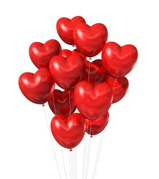red heart shaped balloons isolated on white. valentine's day symbol