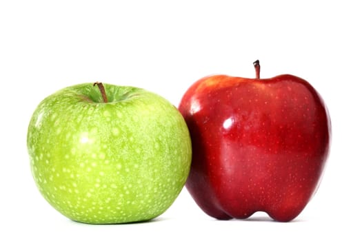 red and green apples macro close up