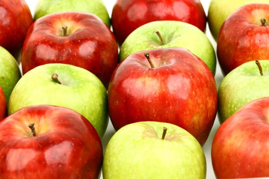 red and green apples macro close up