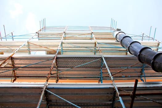 A picture of a Scaffold taken from under
