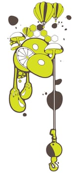 An abstract and experimental illustration with natural and urban details, avant-garde style