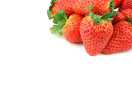strawberry pile on white background
