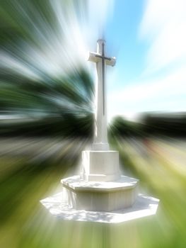 A graveyard cross that is within a graveyard.