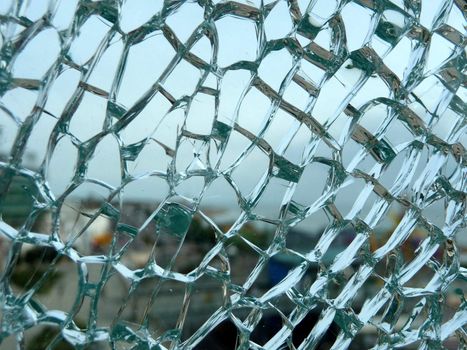 Close up view of some broken glass.
