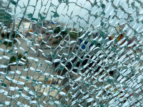 Close up view of some broken glass.
