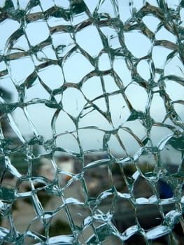 Close up view of some broken glass.
