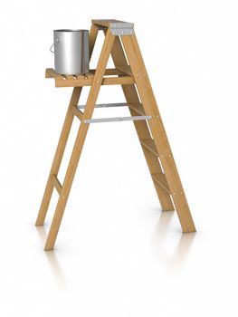 3d Step ladder and paint bucket