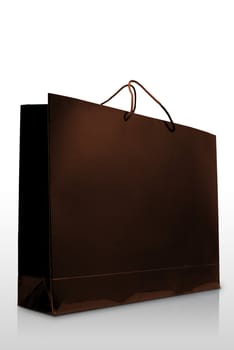 Brown  paper shopping bag on white background, Isolated