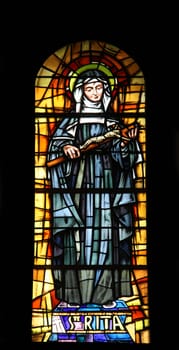 Saint Ann, stained glass in the Cathedral of St Vincent de Paul in Tunis
