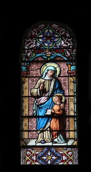 Saint Ann, stained glass in the Cathedral of St Vincent de Paul in Tunis