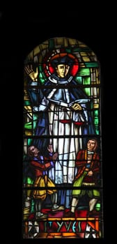 Saint Yves ( Saint Ivo of Kermartin ), stained glass in the Cathedral of St Vincent de Paul in Tunis