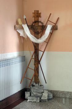 Christian cross with Symbols of the Passion of Christ
