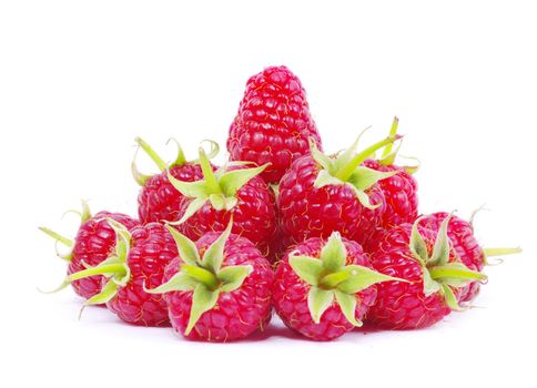 fresh raspberry closeup isolated on white background