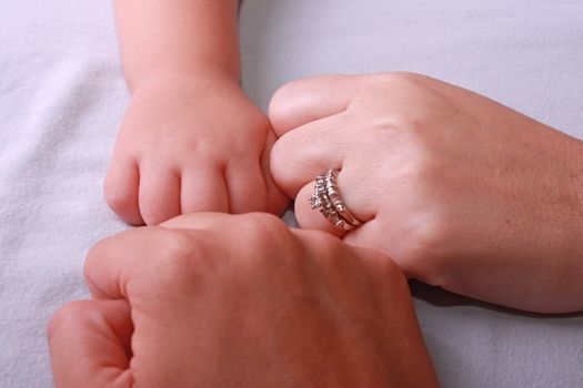 family's hands together