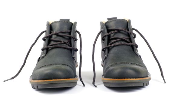 man's black shoes isolated on white background 