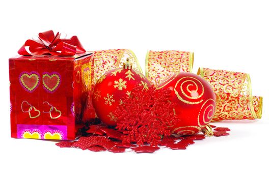 Christmas decoration over white background