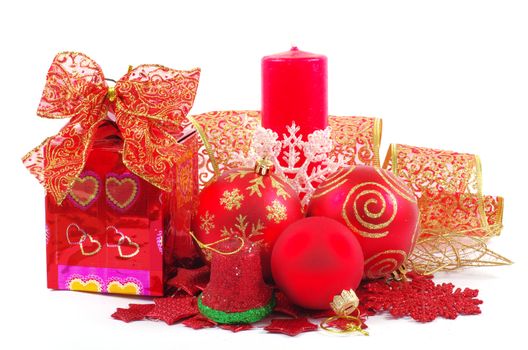 Christmas decoration over white background