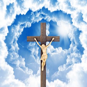Photo holy bible and cross on a wooden brown background