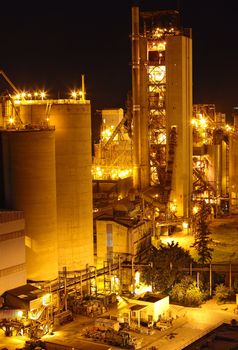 Cement Plant at night
