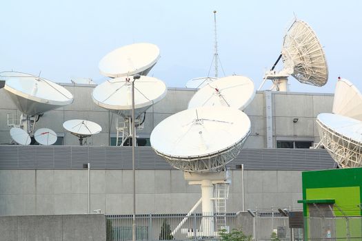Satellite Communications Dishes on top of TV Station 