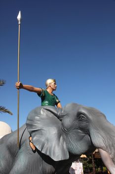 Barbarian soldier riding on elephant