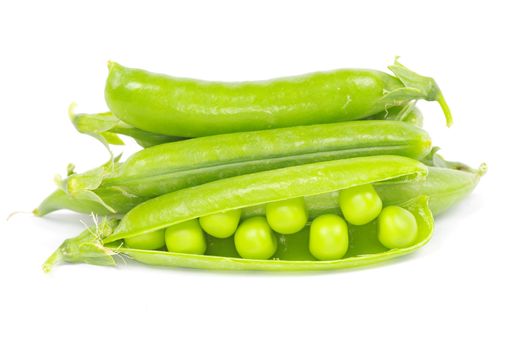 fresh green peas isolated on a white background