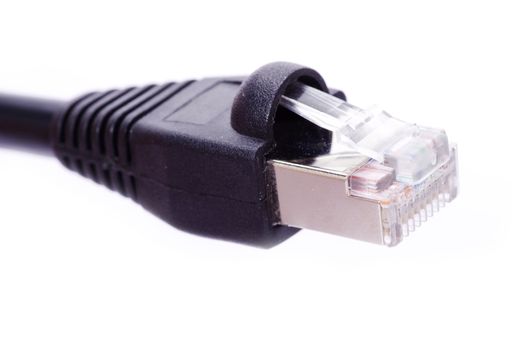  Macro shot of network connection plug