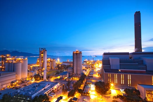 coal power station and night blue sky 