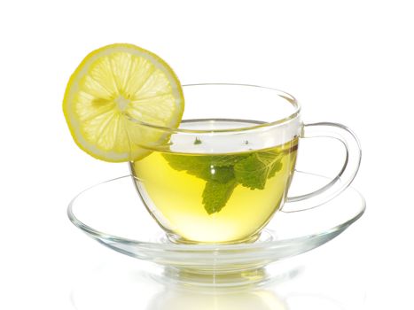 tea in cup isolated on white background