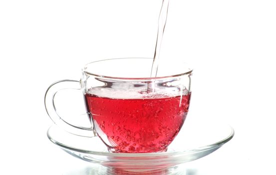 tea in cup with leaf mint 