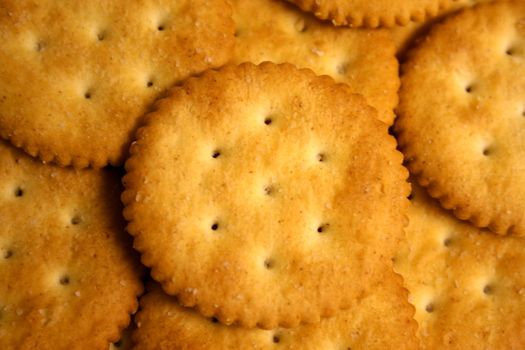 Close up of salty and crisp crackers.
