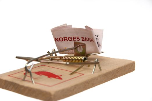 Norwegian money in mousetrap.