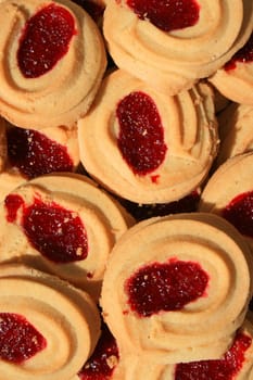 Close up of sweet strawberry shortbread cookies.
