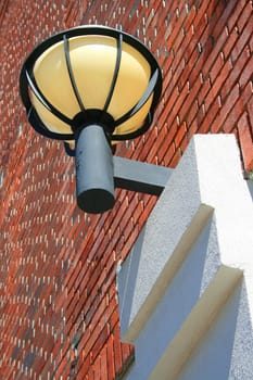 Close up of a street light.
