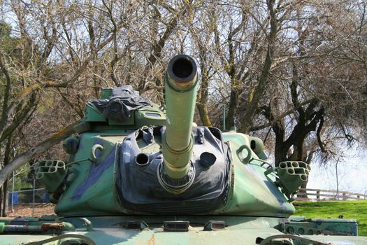 U.S. Military tank parked in a veterans memorial center.