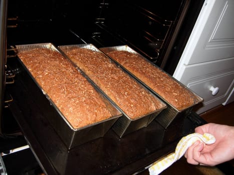 Norwegian Bread in oven.